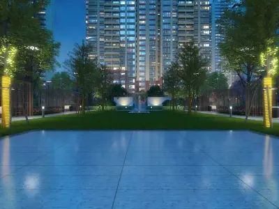 Architectural Animation Night Scene 3D model