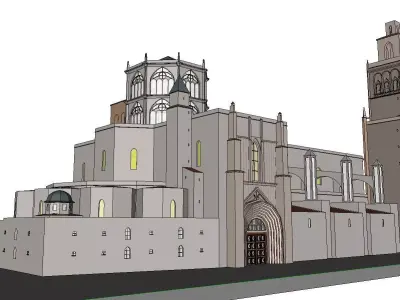 Architecture-Religion-God-Culture-Temple-0276 church with two... 3D model