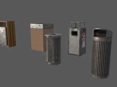 Street Trash can 3d model Low-poly 3D model