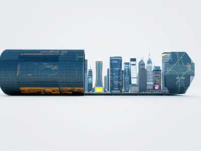 Futuristic Skyscraper Neon Cityscape model pack Low-poly 3D model