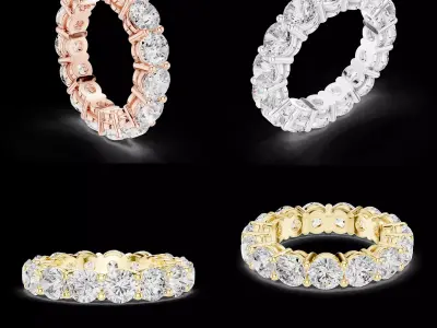 Diamond Eternity Band Ring CAD Model 3DM STL Printable File 3D print model