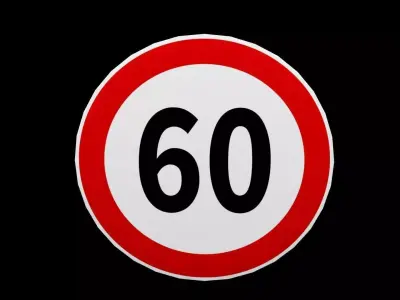 Street Speed Sign Circle Low-poly 3D model