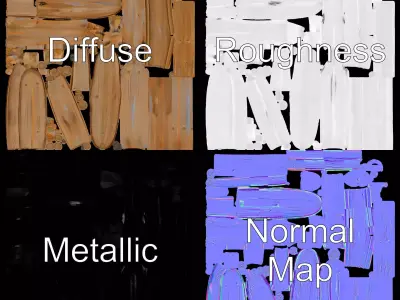 Natural Wood Log Barrier model pack Low-poly 3D model