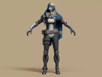 Exo Stranger Cyberpunk Rigged Character 3D model