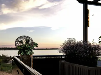 Rooftop Pergola Lounge 3D model
