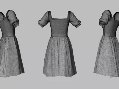 Dress 26 Light Blue Low-poly 3D model