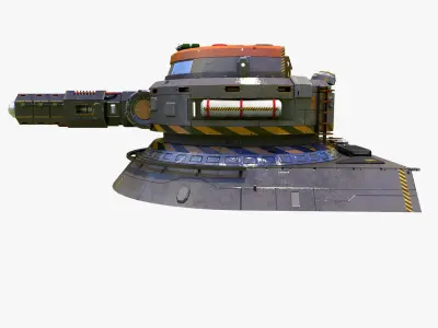 Sci-Fi heavy plasma turret Low-poly 3D model