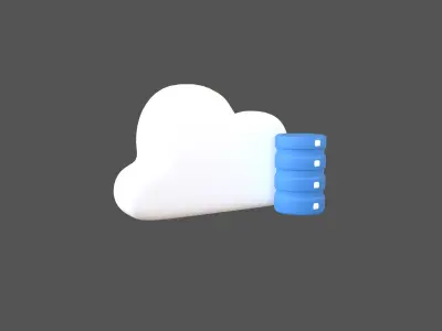 Cloud Database Icon v2 005 Low-poly 3D model