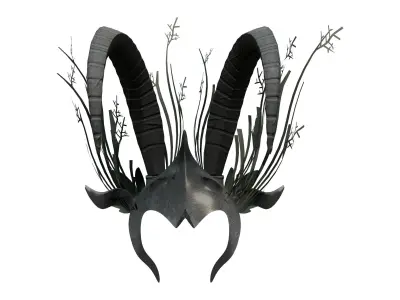 Horns Fantasy Helmet Head Piece Tiara Low-poly 3D model
