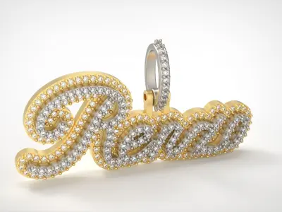 Model 725 Renzo Name Necklace Diamond Pendant 3D print model