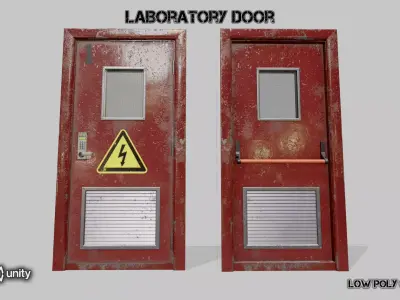 Laboratory door red Low-poly 3D model