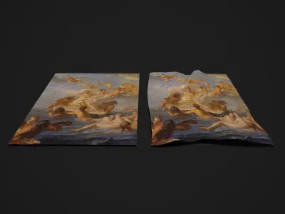 Medieval Classic Ocean Scene Tapestry Low-poly 3D model