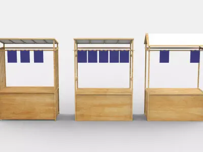 wooden food stands 3D model
