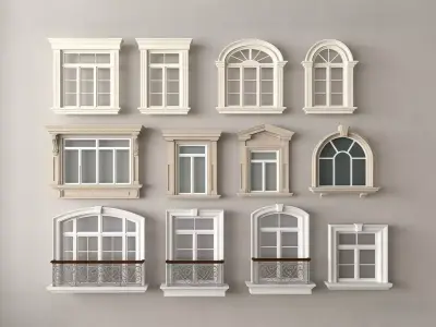 European-style windows 3D model