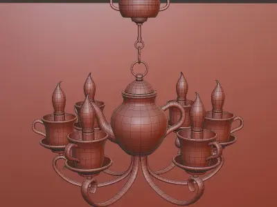 Chandelier in the form of a tea set 3D model