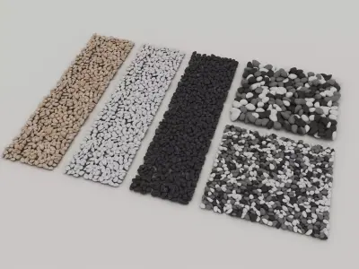 Pebble Stone Ground Set  Low-poly 3D model