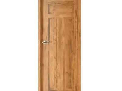 Wooden Door With Chrome Handle 3D model
