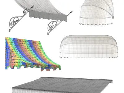awning collection with rainbow stripe 3D model