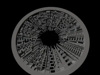 Beautiful modern wall decor - circle buildings skyline - 650mm 3D print model