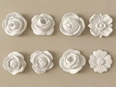 White plaster flowers 3D model