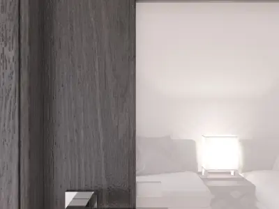 Gray oak interior glass door 3D model