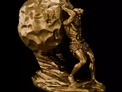 Bronze Sisyphus Greek Mythology Sculpture 3D model