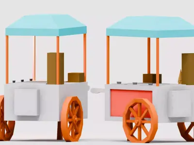 Amusement Park - Food Cart 3 Low-poly 3D model