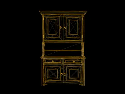 Cabinet Game-Ready wooden with doors and drawers Low-poly 3D model