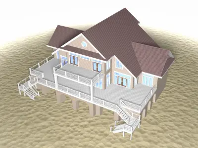 Summer Beach House Exterior 02 3D model