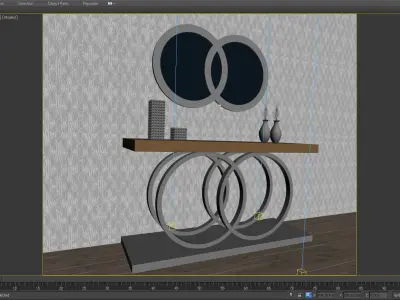 3D CONSOLE MODEL 3D model modern table with two circular mirrors 3D model