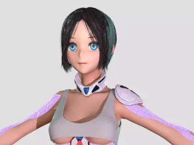 Android girl 3D model PBR Low-poly game Low-poly 3D model
