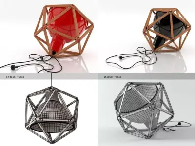 Block 2 lamps made from wood and metal 3D model