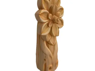 Wooden Carved Flower Ornament Low-poly 3D model