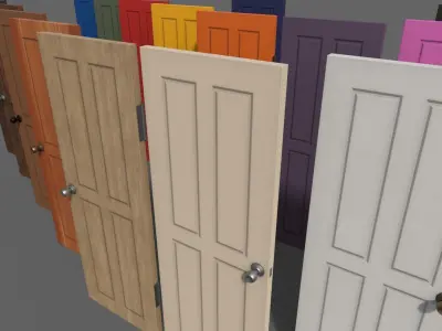 PBR Wood Door A5 Low-poly 3D model