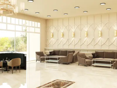 arabic hotel lobby 3D model