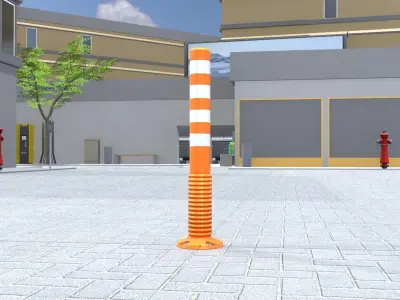 Flexible Traffic Bollard 1000 Low-poly 3D model