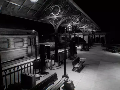 Train Station Baked AR VR Ready Low-poly 3D model