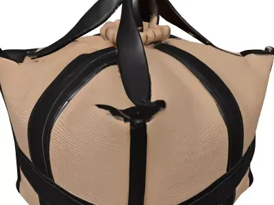 Stylish Canvas Drawstring Tote Bag Low-poly 3D model