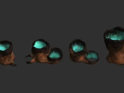 Alien Tubes - Blue Low-poly 3D model