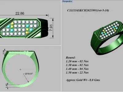 light weight gold diamond rings-C111116SKCH2025991-wt-5-10 3D print model purchase
