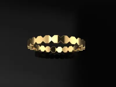Hexagon Band Ring Mix Size 4 5 6 7 8 9 10 3D print model