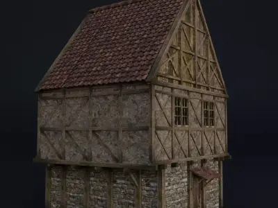 OLD MEDIEVAL BUILDING 04 Low-poly 3D model