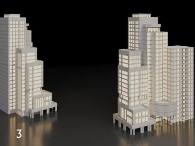 SimplePoly building KITBASH-Low-poly 3D model-Urban Vol 02 Low-poly 3D model