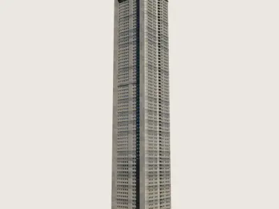 Building Skyscraper City Town Downtown Street Futuristic Utopia Low-poly 3D model 15
