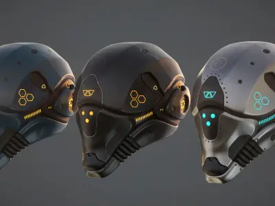 Sci-Fi Helmet 2 Low-poly 3D model
