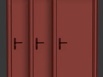 Wooden entry doors  Low-poly 3D model