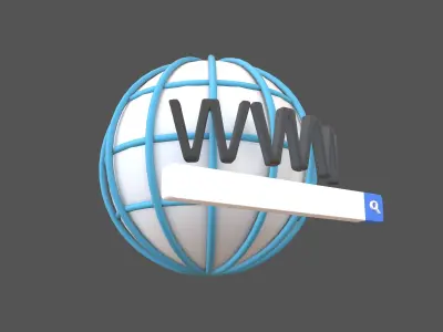 WWW Icon with Search Bar v1 002 Low-poly 3D model