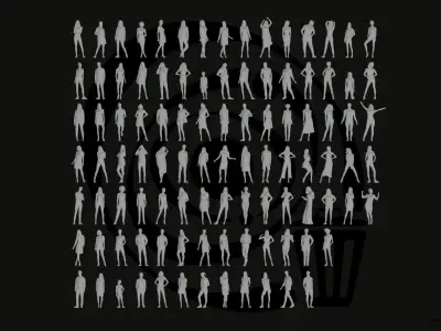 Low Poly People Pack 013 - 100 Pieces R Low-poly 3D model