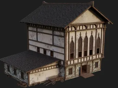 Old Medieval Building 4K Textures GameReady 102 Low-poly 3D model