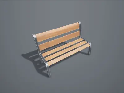 Stylized Wooden Bench Low-poly 3D model purchase